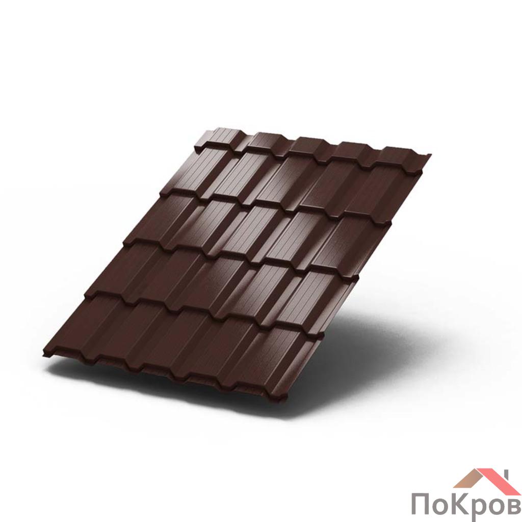 Металлочерепица МП Каскад (VikingMP-01-8017-0,45) коричневый шоколад