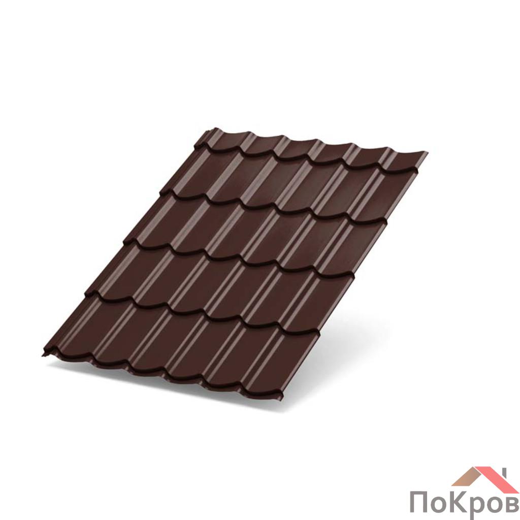 Металлочерепица МП Монтеррей (ПРМ-03-8017-0.5) коричневый шоколад